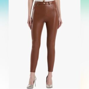Tagoo Brown High-Waisted Faux Leather Leggings